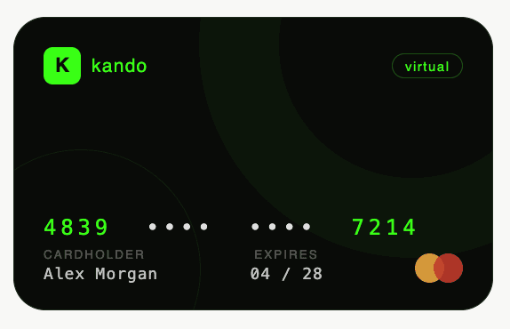Kando virtual card preview: scoped spend for errand shopping